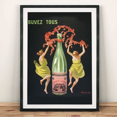 CARTEL DE BUVEZ TOUS: Impresión de arte publicitario vintage - 7 x 5"