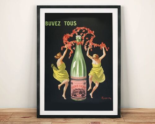 BUVEZ TOUS POSTER: Vintage Advertising Art Print - A3