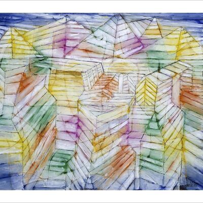 PAUL KLEE: Theater Mountain Construction Fine Art Print - 7 x 5"