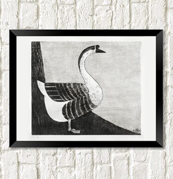 IMPRESSION D'OIE : Art d'illustration d'oiseau vintage - A5