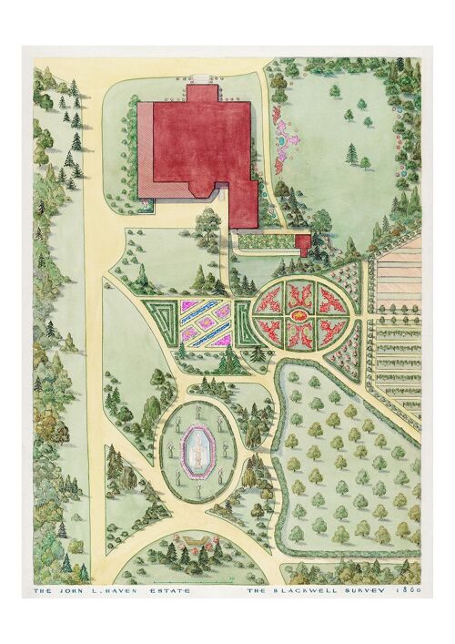 GARDEN MAP PRINTS: Aerial Illustrations of Botanical Gardens - A5 - John A. Haven Estate
