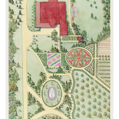 STAMPE DELLA MAPPA DEL GIARDINO: Illustrazioni aeree dei giardini botanici - A5 - John A. Haven Estate