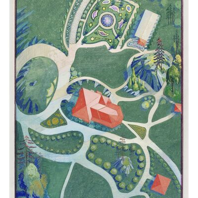 GARTENKARTENDRUCKE: Luftillustrationen von Botanischen Gärten – A5 – Isaac P. Martin Estate