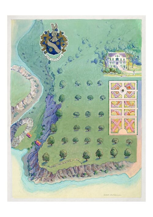 GARDEN MAP PRINTS: Aerial Illustrations of Botanical Gardens - A4 - I. Beekman Estate