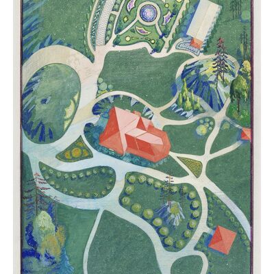 GARTENKARTENDRUCKE: Luftdarstellungen botanischer Gärten – 16 x 24" – Isaac P. Martin Estate
