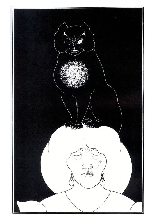 AUBREY BEARDSLEY: Black Cat Illustration Art Print - A5 (8 x 6")