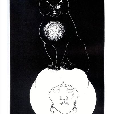AUBREY BEARDSLEY: Impresión de arte de ilustración de gato negro - A5 (8 x 6")