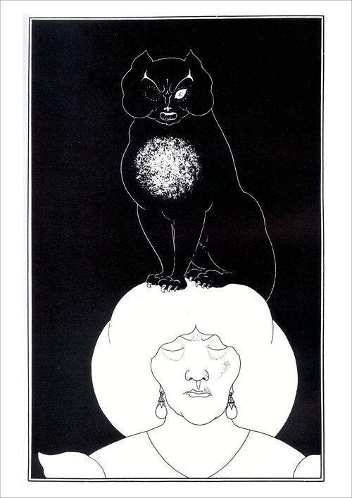 AUBREY BEARDSLEY: Black Cat Illustration Art Print - A4 (12 x 8")