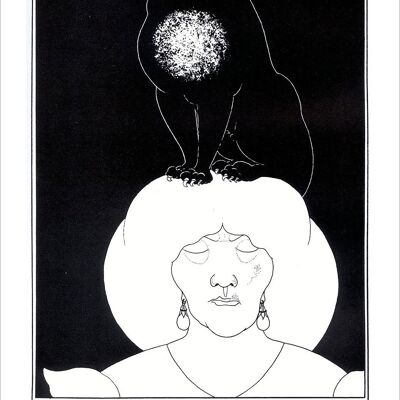AUBREY BEARDSLEY: Impresión de arte de ilustración de gato negro - A4 (12 x 8")