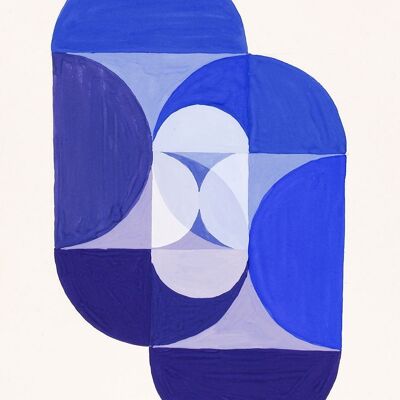 IMPRESIÓN DE JOSEPH SCHILLINGER: Impresión de bellas artes de la serie Bases matemáticas de las artes - A5 (8 x 6") - Azul clave