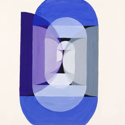 IMPRESIÓN DE JOSEPH SCHILLINGER: Impresión de bellas artes de la serie Bases matemáticas de las artes - A5 (8 x 6") - Rueda azul gris violeta