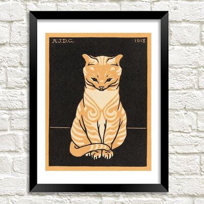 GINGER CAT PRINT: Sitting Cat Art, par Julie de Graag - A5