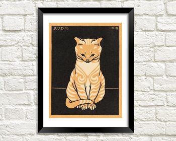 GINGER CAT PRINT: Sitting Cat Art, par Julie de Graag - A5