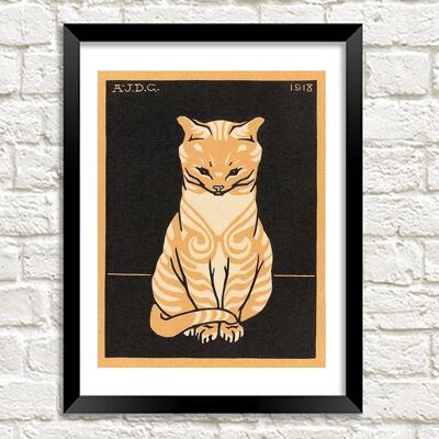 GINGER CAT PRINT: Sitzende Katze Art, von Julie de Graag – A4