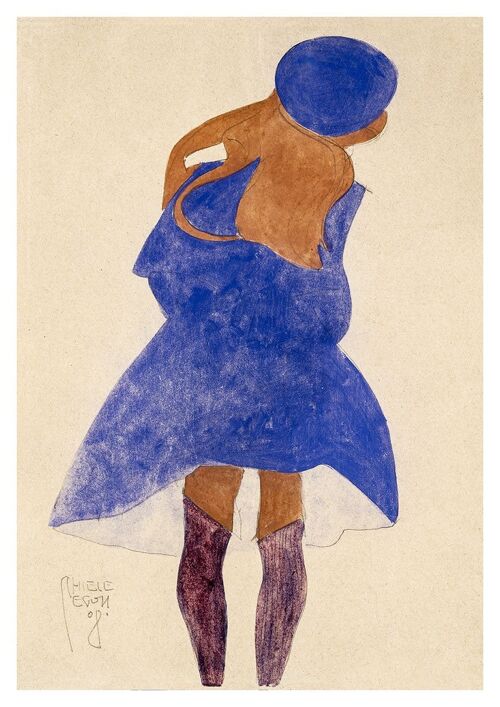 EGON SCHIELE PRINT: Standing Girl, Back View - 7 x 5"