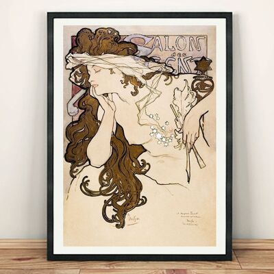 ALPHONSE MUCHA: Stampa d'arte Salon des Cent - A5 (8 x 6")