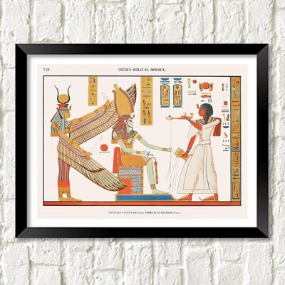 EGYPTIAN THEBES PRINT: Ramses IV Tomb Painting by Jean François Champollion - 16 x 24"
