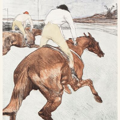 DER JOCKEY-DRUCK: Toulouse-Lautrec-Pferderennen-Kunstdruck – 7 x 5"
