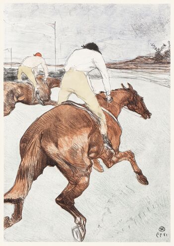 L'IMPRESSION DE JOCKEY : Impression d'art de course de chevaux de Toulouse-Lautrec - A3