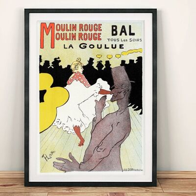 CARTEL DEL MOULIN ROUGE: Lámina de Toulouse-Lautrec - 7 x 5"