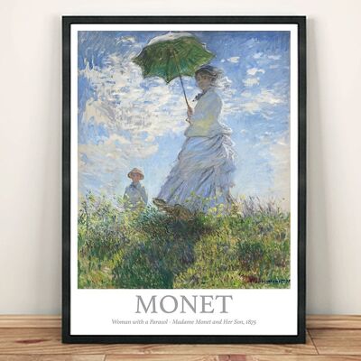 AFFICHE CLAUDE MONET : Affiche d'exposition Femme à l'ombrelle - 7 x 5"