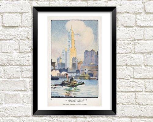 NEW YORK PRINT: The Woolworth Building From the Ferry, by Rachael Robinson Elmer - A4