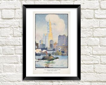 NEW YORK PRINT : The Woolworth Building From the Ferry, par Rachael Robinson Elmer - A4