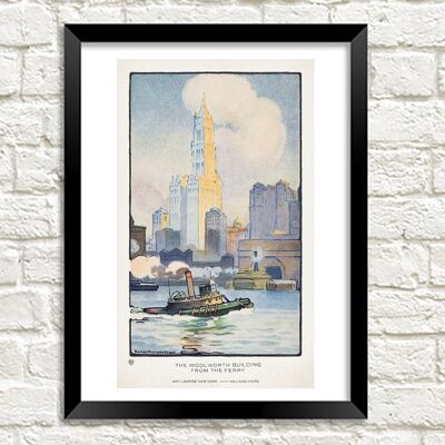 NEW YORK PRINT: The Woolworth Building From the Ferry, by Rachael Robinson Elmer - A4