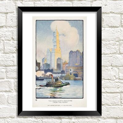 NEW YORK PRINT : The Woolworth Building From the Ferry, par Rachael Robinson Elmer - A5