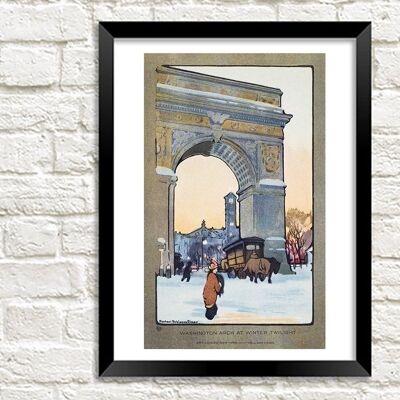 NEW YORK PRINT: Washington Arch at Winter Twilight, by Rachael Robinson Elmer - A4