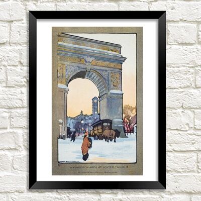 NEW YORK PRINT: Washington Arch at Winter Twilight, by Rachael Robinson Elmer - A3