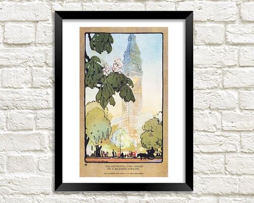NEW YORK PRINT: The Metropolitan Tower on A Summer Evening, by Rachael Robinson Elmer - A4