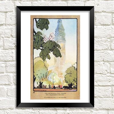 NEW YORK PRINT: Der Metropolitan Tower an einem Sommerabend, von Rachael Robinson Elmer – A4