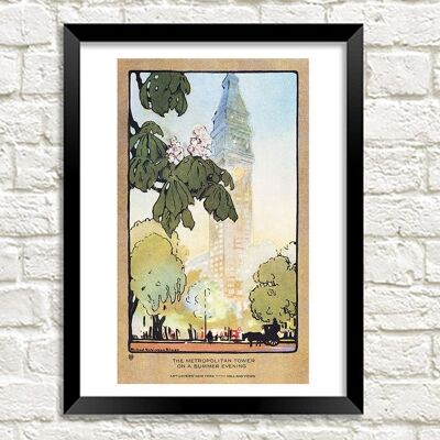 STAMPA DI NEW YORK: The Metropolitan Tower on A Summer Evening, di Rachael Robinson Elmer - A5