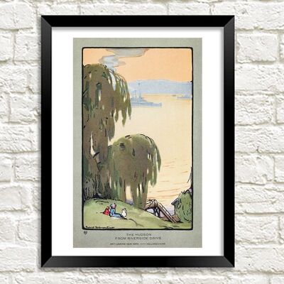 NEW YORK PRINT: Der Hudson vom Riverside Drive, von Rachael Robinson Elmer – A4