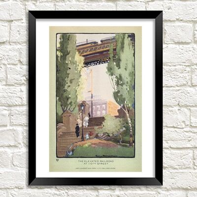 NEW YORK PRINT : Elevated Railroad at 110th Street, par Rachael Robinson Elmer - A4