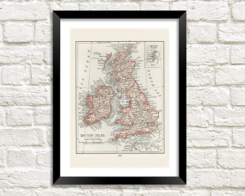 BRITISH ISLES MAP PRINT: Vintage UK Atlas Art - A5