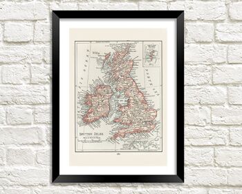 IMPRESSION DE CARTE DES ÎLES BRITANNIQUES : Vintage UK Atlas Art - A5