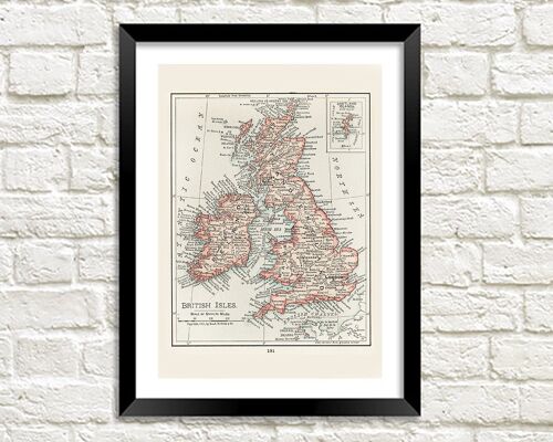 BRITISH ISLES MAP PRINT: Vintage UK Atlas Art - A3