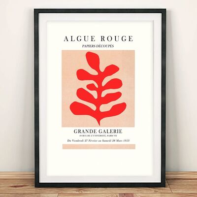 GALLERY EXHIBITION POSTER: Henri Matisse inspired Red Leaf Print - 7 x 5"