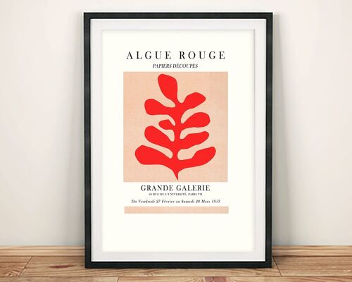 GALLERY EXHIBITION POSTER: Henri Matisse inspired Red Leaf Print - A4