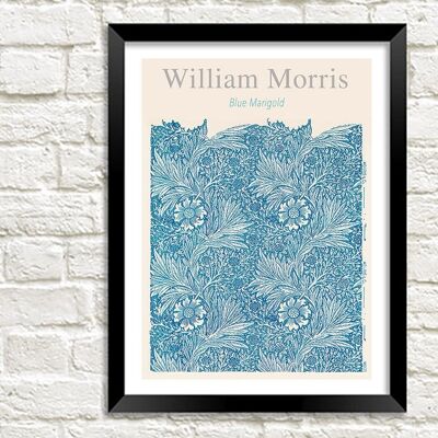 WILLIAM MORRIS ART PRINT: Blue Marigold Design Artwork - A4