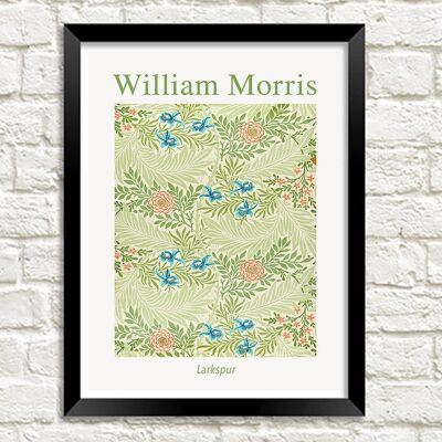 WILLIAM MORRIS ART PRINT : Larkspur Pattern Design Artwork - 5 x 7"