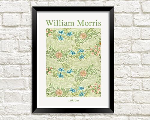WILLIAM MORRIS ART PRINT: Larkspur Pattern Design Artwork - A4