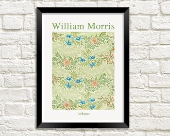 WILLIAM MORRIS ART PRINT : Larkspur Pattern Design Artwork - 24 x 36"