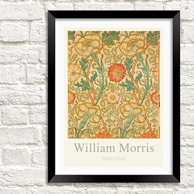 WILLIAM MORRIS ART PRINT: Pink and Rose Pattern Design Artwork - 5 x 7"