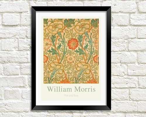 WILLIAM MORRIS ART PRINT: Pink and Rose Pattern Design Artwork - A4