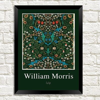 WILLIAM MORRIS ART PRINT : Oeuvre de conception de motif de fleur de tulipe - 5 x 7"