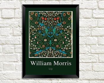 WILLIAM MORRIS ART PRINT : Oeuvre de conception de motif de fleur de tulipe - 5 x 7"