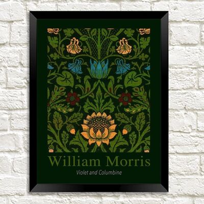 WILLIAM MORRIS ART PRINT: Violet and Columbine Design Artwork - 5 x 7"